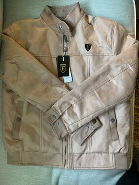 Men’s Suede-Effect Bomber Jacket in Taupe F Collection